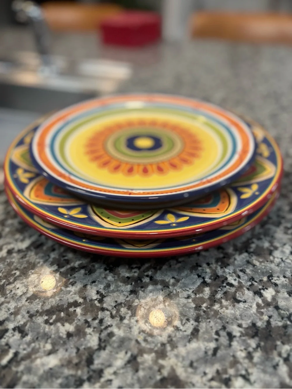 Pier 1 Imports Mexicali ironstone Set of 2 dinner plates & 1 salad plate